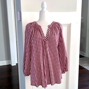 Crown & Ivy Burgundy Gingham Plaid Shirt M